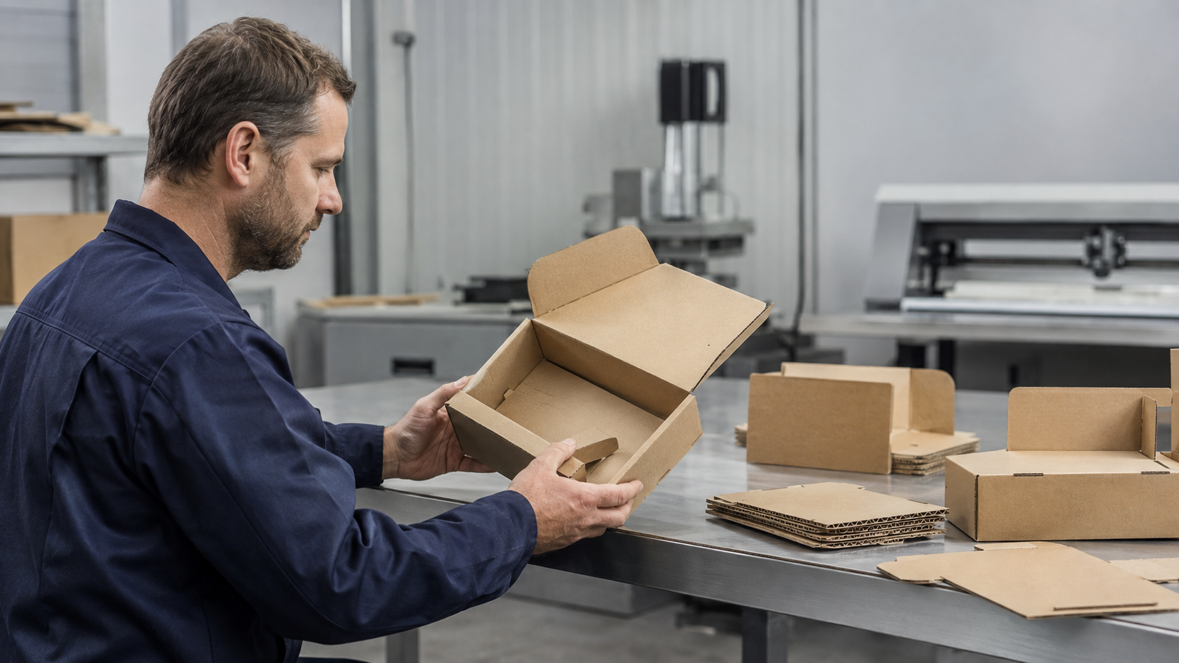 Reviewing a corrugated packaging design in a neutral workshop